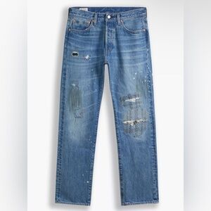 Levis 501 Original Fit Jeans Men’s 30x30 Patches Paint Splatter Distressed Light